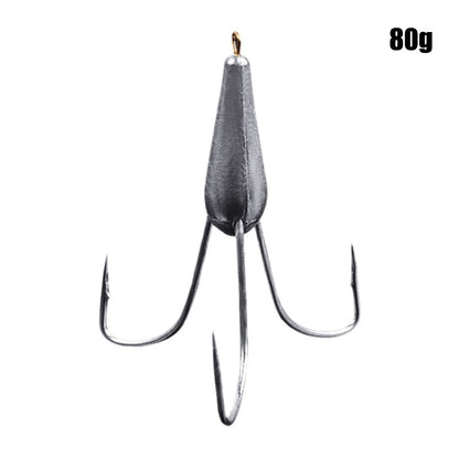 Anzóis de Pesca Triplos Prateados de Aço Carbono com Farpa 20g/30g/40g/50g/60g/80g Agulha de Pesca Acessórios de Pesca