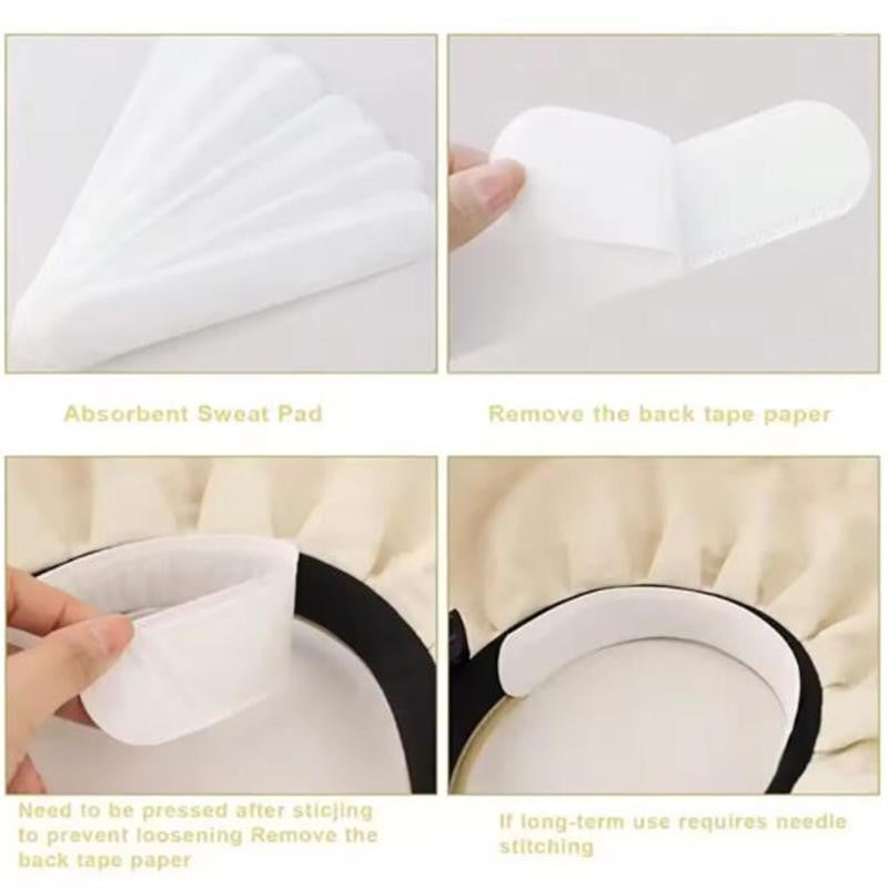 10/100pcs Hat Sweat Absorber Stickers Women Men Cotton Anti-dirt Sports Belt Cap Rim Invisible White Tape Hat Reducer Liner Pad