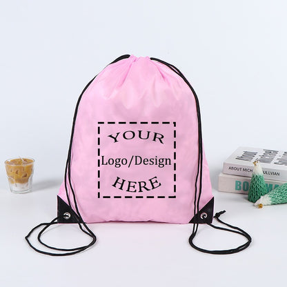20/50Pcs Custom Bag Printing Logo Schoolbag Promotional Outdoor Casual Gym Sport Waterproof Advertising Bag Drawstring Backpack