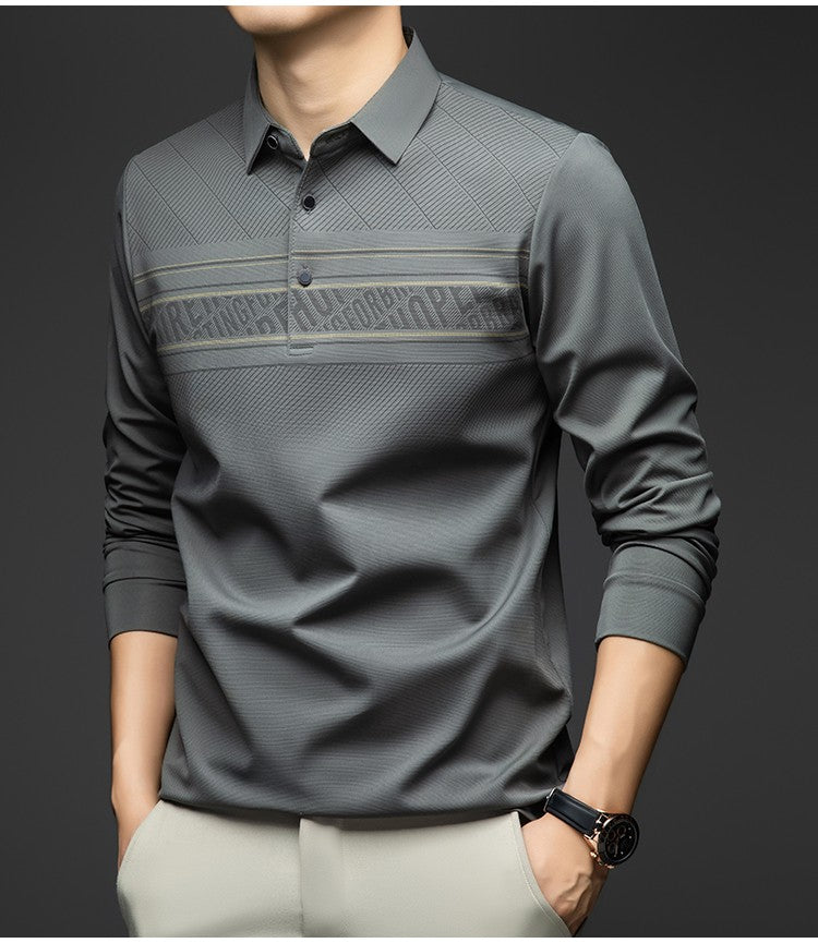 BROWON Polo Tee Shirt for Man 2025 Autumn New Luxury Men Long Sleeve T shirt Business Casual Slim Tops for Man Designer Clothes