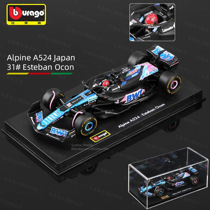 Bburago 1:43 Alpine F1 Team A524 2024 Liga Carro Miniatura Diecast Modelo #10 Pierre Gasly #31 Esteban Ocon Brinquedo Colecionável