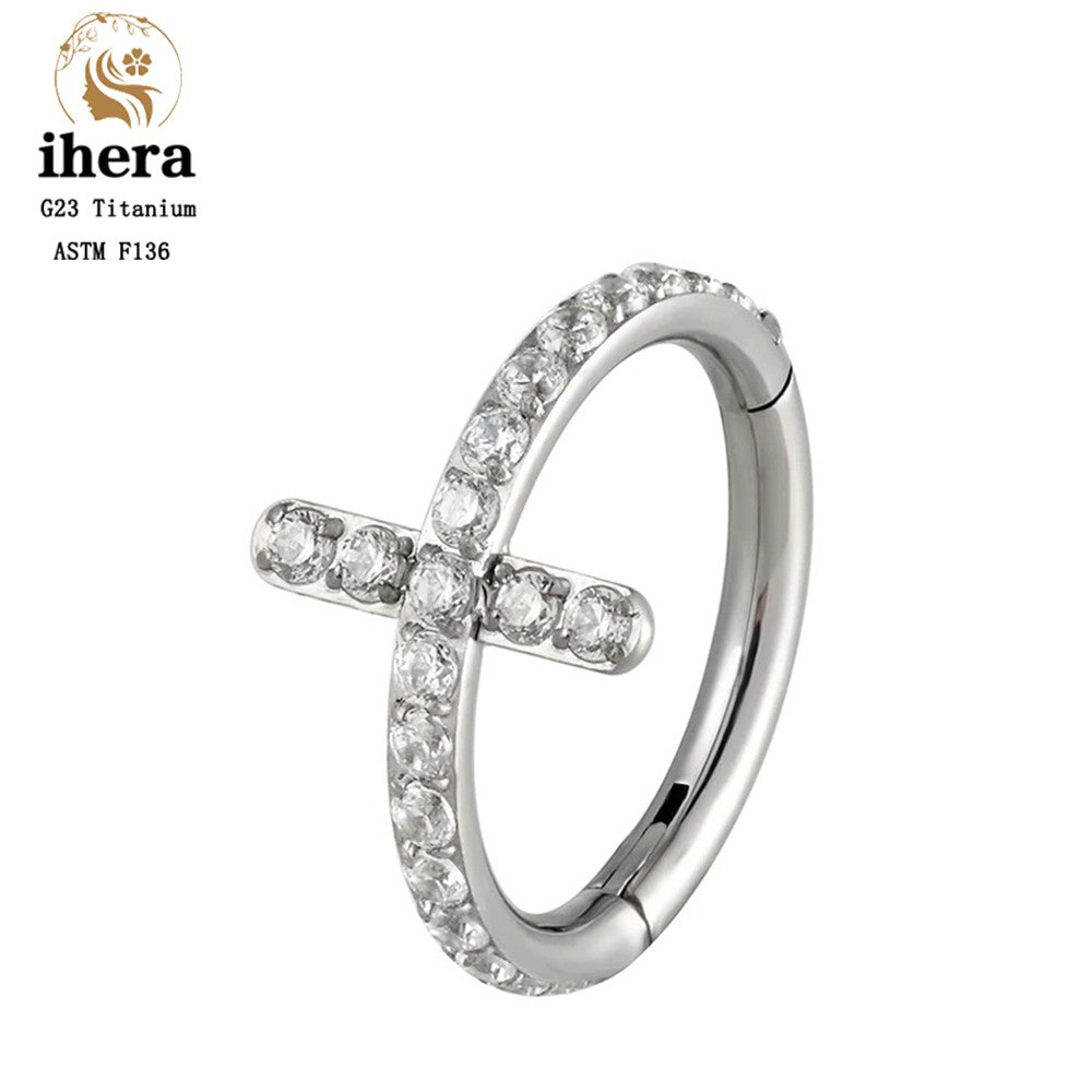 G23 Titânio Anel de Nariz Clicker Orelha Cartilagem Tragus Hélix Daith Brincos Redondos Argolas Zircônia Cúbica 16G Segmento Articulado Joia de Piercing Corporal