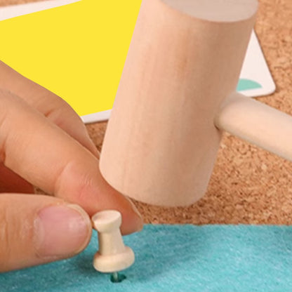 Mini Martelo de Madeira Bolas Brinquedo Infantil Marreta de Madeira para Bater Ferramentas para Bebês para Artesanato DIY Martelo