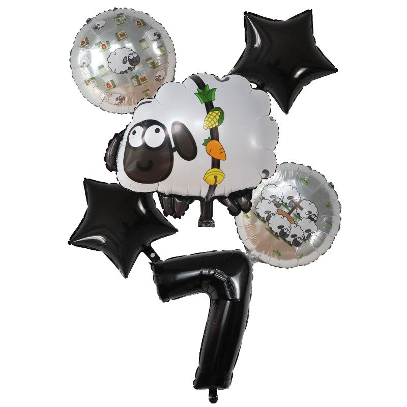 6pcs White Head sheep Foil Balloons Children's birthday party decor Baby Shower wedding marriage room balloons