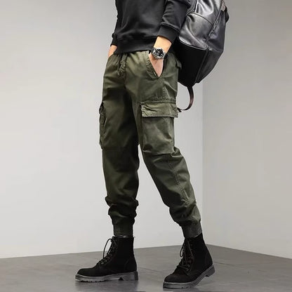 Solid Cargo Pants for Men Casual Loose Fit Ankle Banded Trousers Suitable for Spring and Autumn Grey Black Green