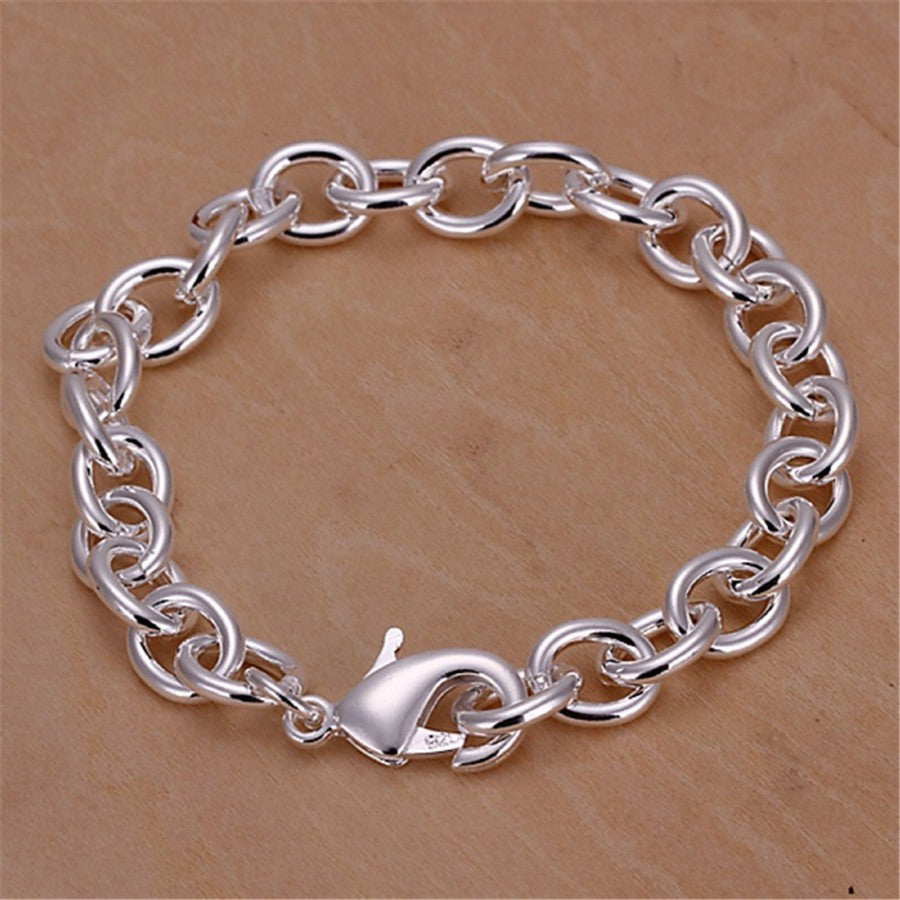 Pulseira Requintada em Prata Esterlina 925 com Corrente Sólida, Amuleto da Moda, Feminino e Masculino, Joias para Casamento, Modelos Lindos e Simples