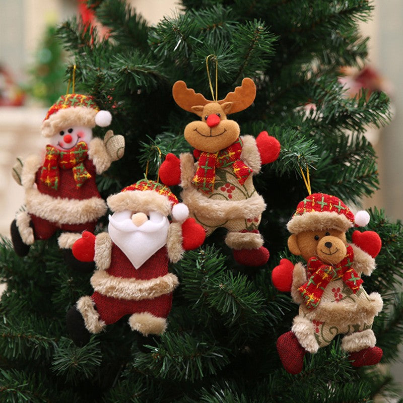 4pcs Merry Christmas Ornaments DIY Xmas Gift Santa Claus Snowman Tree Pendant Doll Hang Decoration for Home Noel Natal New Year