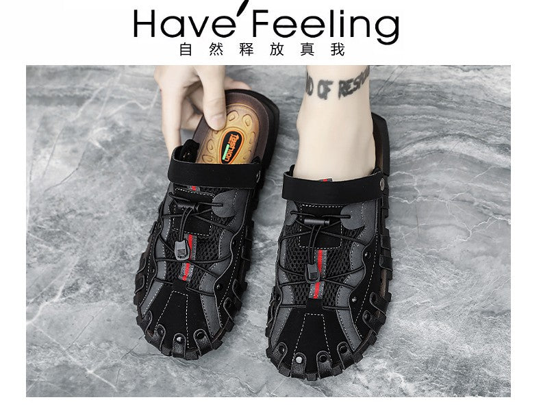 Men plus size Baotou casual sandals summer soft-sole non-slip outdoor beach shoes fashion youth outdoor dual-use sports slippers