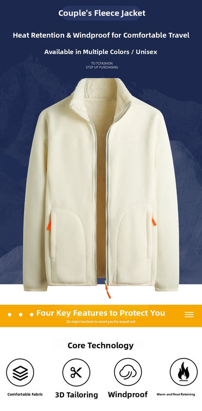 Plus Size Women's Autumn Winter Thickened Double-sided Fleece Hooded Jacket Zipper Long Sleeve Warm Outerwear Casual Style Sh...