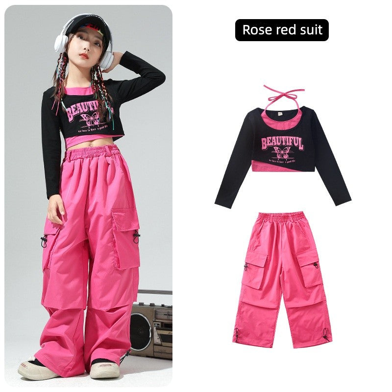 Roupa de Bebê Roupa Infantil da Moda Calças Cargo Menina Dança Hip-hop Roupa Larga de Rua Calças Infantis Casuais Meninas