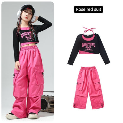 Roupa de Bebê Roupa Infantil da Moda Calças Cargo Menina Dança Hip-hop Roupa Larga de Rua Calças Infantis Casuais Meninas