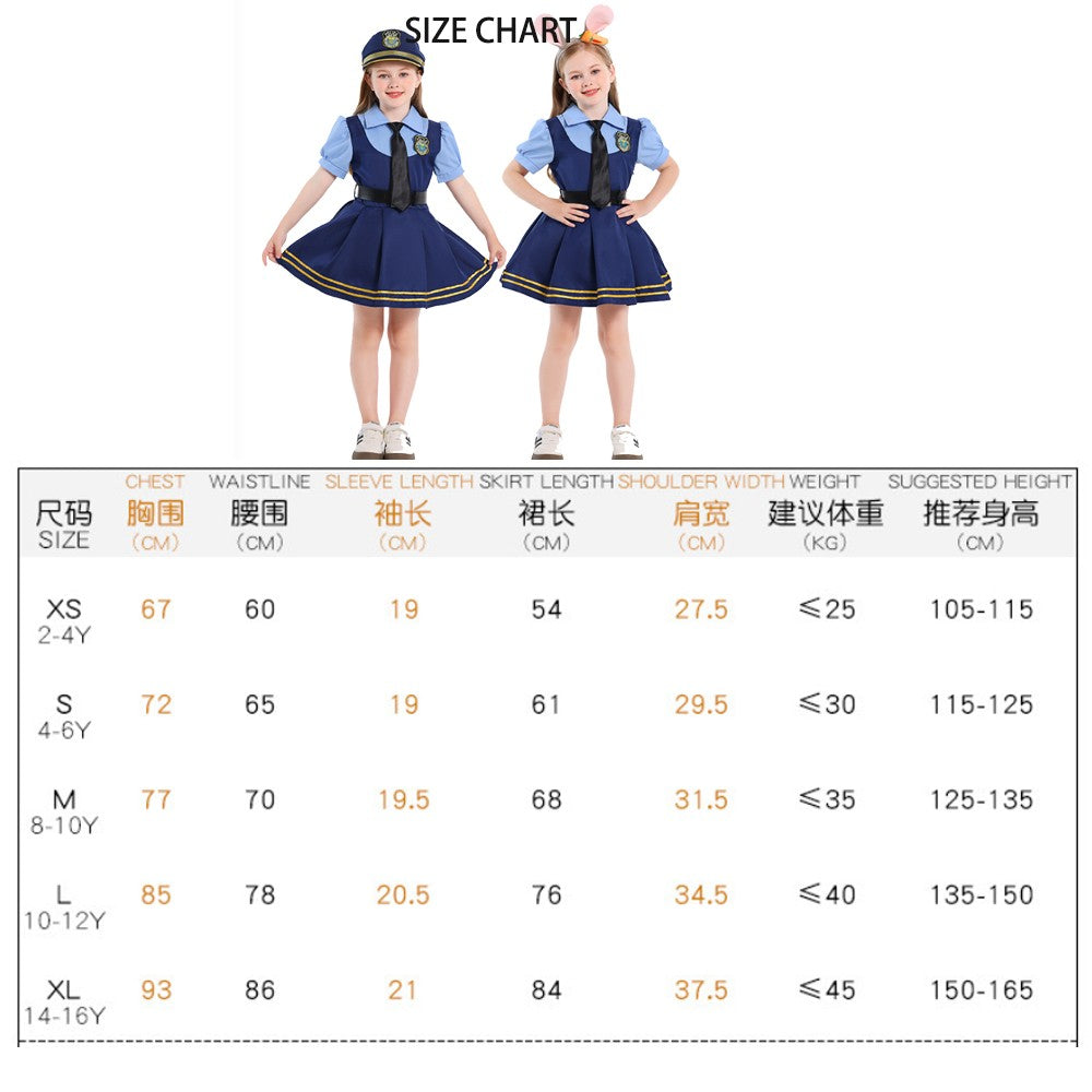 Halloween children Police Judy Rabbit Cosplay Costume Set Party Fantasy Disguise Outfits Children's Day School Stage Performance