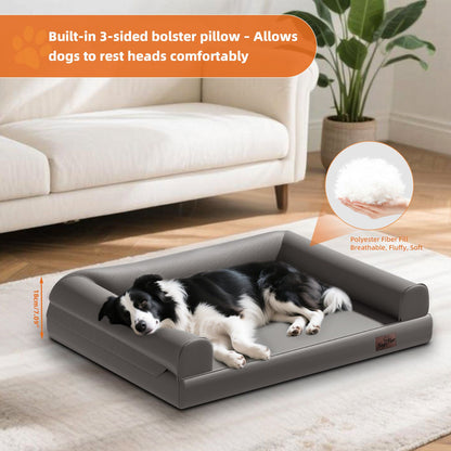 Cama Ortopédica para Cães M-XXL Almofadada em Couro de Microfibra Sofá para Cães de Estimação Impermeável Cama Calmante com Capa Removível Fácil de Limpar