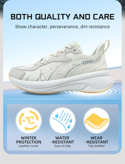 Tênis de Corrida de Treino de Inverno ONEMIX 2025 para Homens Tênis Esportivos de Couro Quente Resistente ao Desgaste Feminino Tênis de Caminhada para Corrida