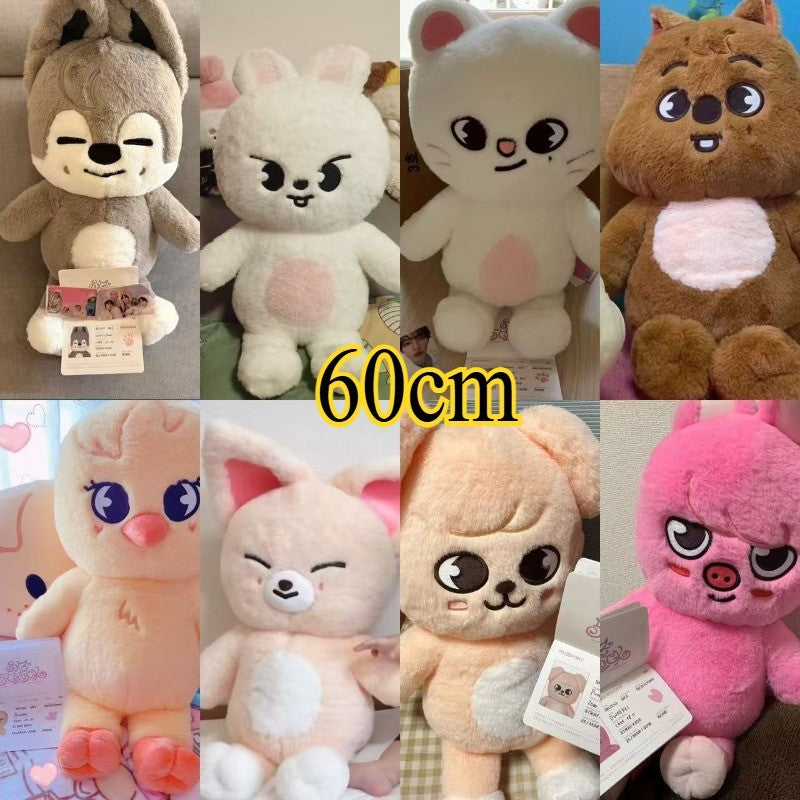 Urso de Pelúcia Skzoo de 60cm, Tamanho Grande, Kpop Stray Kids, Boneca de Pelúcia, Brinquedos de Pelúcia de Desenho Animado Kawaii, Travesseiro de Pelúcia, Presente de Natal Infantil