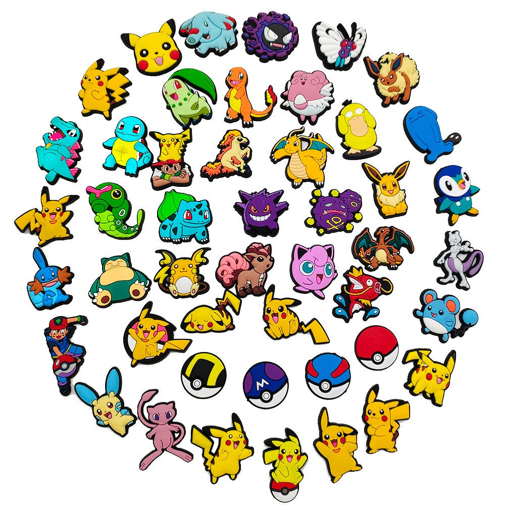 20/27/47pcs Set Cute Pikachu Charizard Figures Pokemon Hole Shoes Charms Diy Buckle Accessories Pvc Cartoon Decoration Gift
