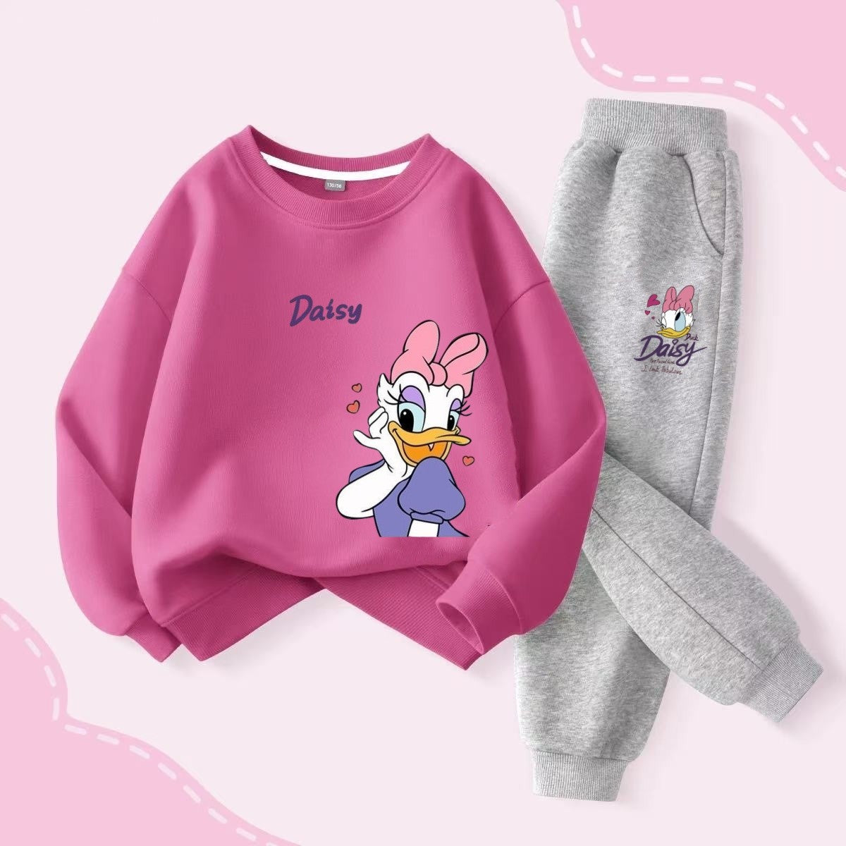 Autumn Baby Girl Boy Clothes Set Children Disney Daisy Duck Printing Sweatshirt Top and Pants Bottom 2 Pcs Suit Cotton Tracksuit