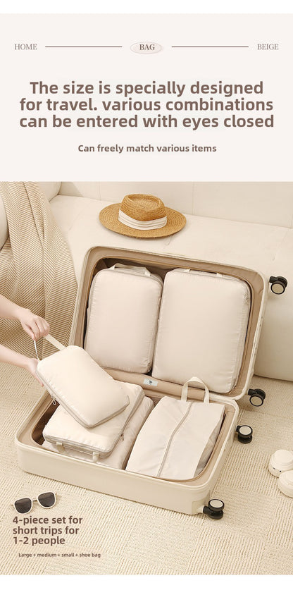 4Pcs/Set Travel Compression Packing Cubes Bag Portable Suitcase Clothes Organizers Waterproof Luggage Storage Cases Drawer Bags