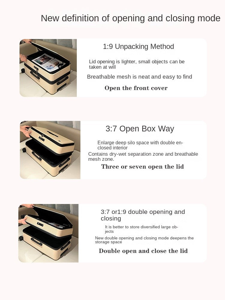 Nova Mala de Viagem com Abertura Lateral Grande Capacidade Bagagem 5 Rodas Antidesmoronamento Trolley Case 20 Polegadas Mala de Mão PC