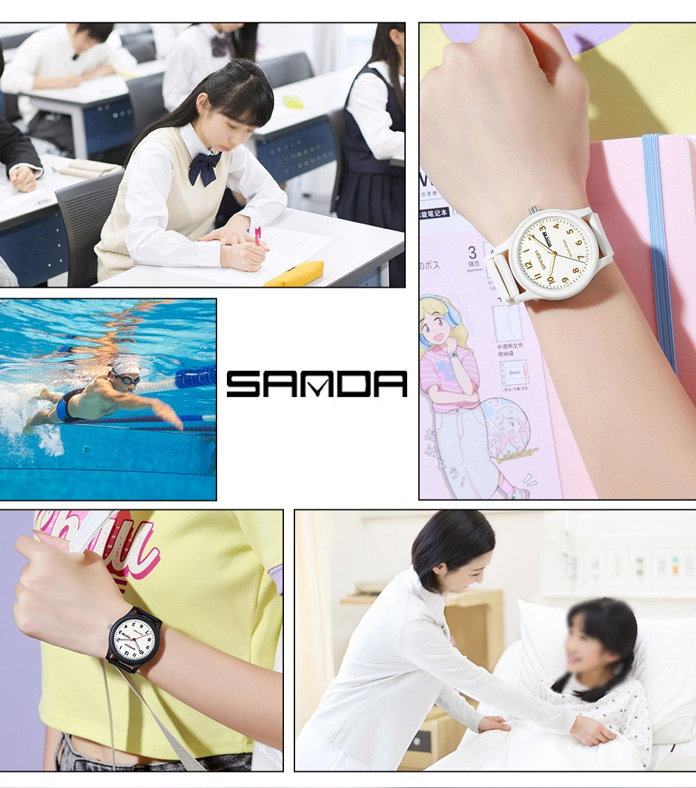 SANDA 3263 Fashion Casual Men Watch Silicone Strap Waterproof Luminous Clock Unisex Wristwatch Date Week Sport Man Watches