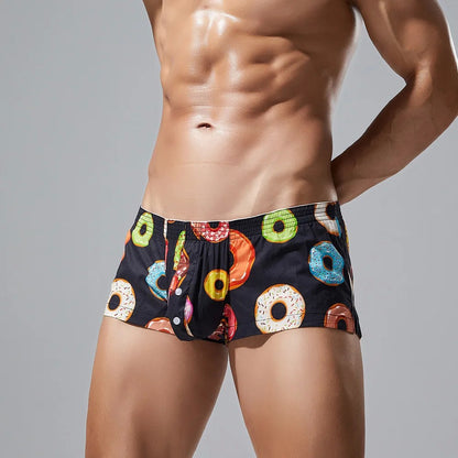 Donut print men's new flat pants cotton comfortable boxers XB240507