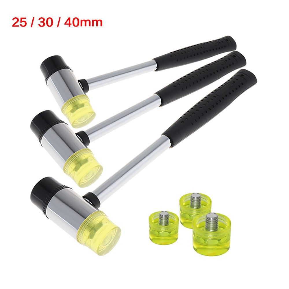 Martelo de borracha de 25mm 30mm 40mm Martelo de nylon com face dupla para instalação de janelas de vidro com cabeça redonda e cabo antiderrapante Ferramenta manual DIY