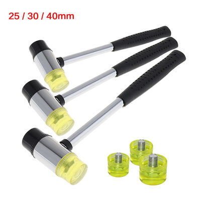 Martelo de borracha de 25mm 30mm 40mm Martelo de nylon com face dupla para instalação de janelas de vidro com cabeça redonda e cabo antiderrapante Ferramenta manual DIY