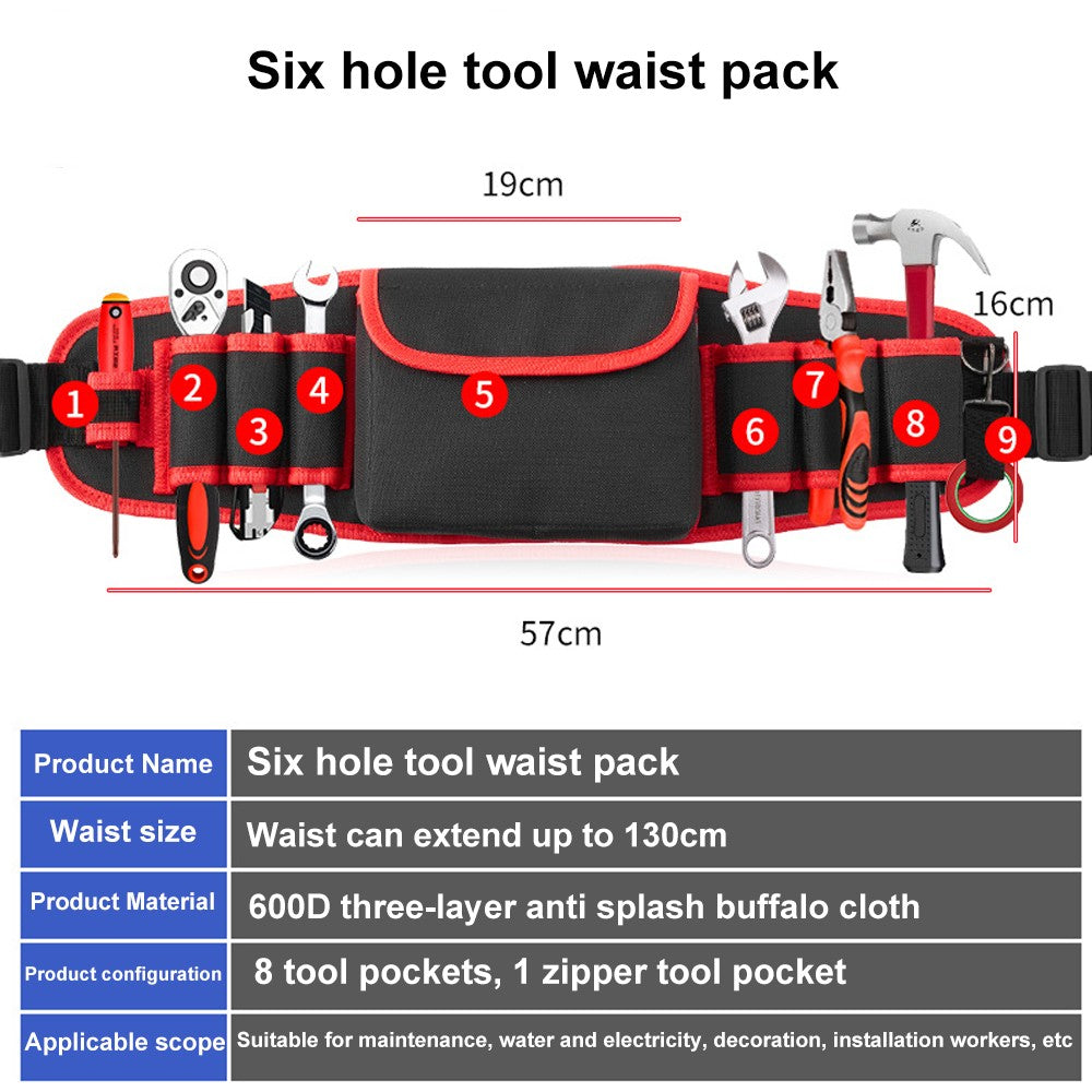 Hardware and electric Tool Bag Multifunction Oxford Cloth Thickened Maintenance Aerial Work Pocket Portable Tool Pocket Waistbag