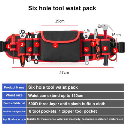 Hardware and electric Tool Bag Multifunction Oxford Cloth Thickened Maintenance Aerial Work Pocket Portable Tool Pocket Waistbag