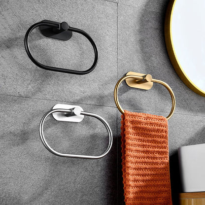 Self-adhesive Bathroom Towel Ring Hook Hardware Accessories Storage Holder Stainless Steel Hand Towel Holder Modern Round Towel