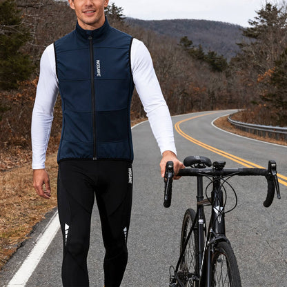 WOSAWE Cycling Jersey Set Winter Spring Vest Pants Sleeveless MTB Bicycle Clothing Warm Bike Jackets Thermal Fleece Suit