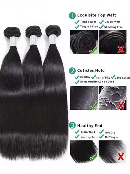 Cabelo Liso Comprido Brasileiro Pacotes 1/3/4 Cabelo Humano Virgem 100% Não Processado Cor Preto Natural 14-42 Polegadas