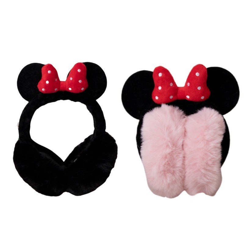 Disney Minnie Mouse animação periférica desenho animado laço outono e inverno protetor de ouvido quente presente de férias doce e feminino para meninas