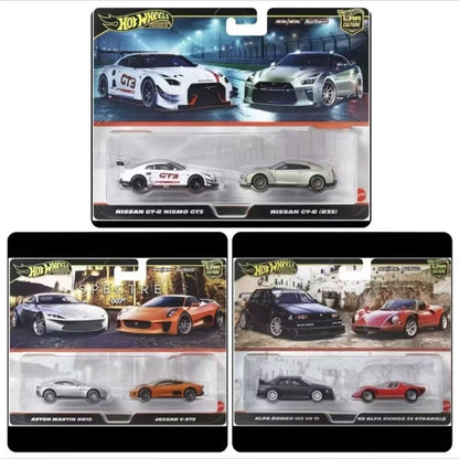 2026 Novas Rodas Quentes Originais Mattel Cultura Carros Brinquedos Infantis 1:64 Fundido Sob Pressão Acelerando Subaru Toyota Nissan Gtr Aston Martin Alfa Romeo Modelo de Veículo Presente Conjunto de Carros Duplo