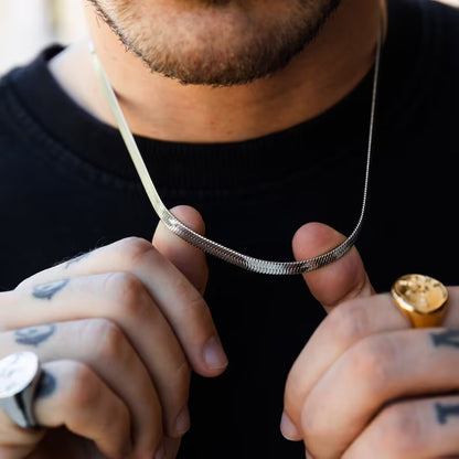 Colar Masculino Hip Hop Snake Chain Nova Moda Aço Inoxidável Cor Prata Acessórios de Joalheria Presente de Festa