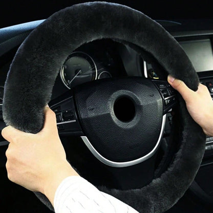 Capa de volante de carro sem anel interno de pelúcia de inverno quente macia confortável antiderrapante elástica capa de guidão elástica