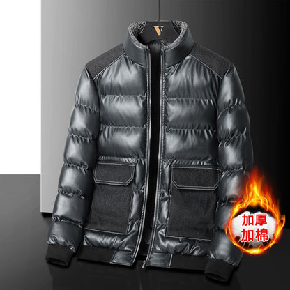 2024 Autumn/Winter New Men's Cowboy Coat Men's Youth Collar Jacket Men Single row Concealed Buckle Casual top big size