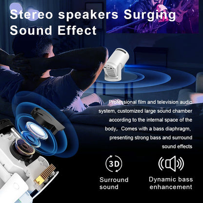 Mini projetor nativo 3D Som estéreo Console multifunções para exterior com Bluetooth Home Theater Cinema Projetores portáteis