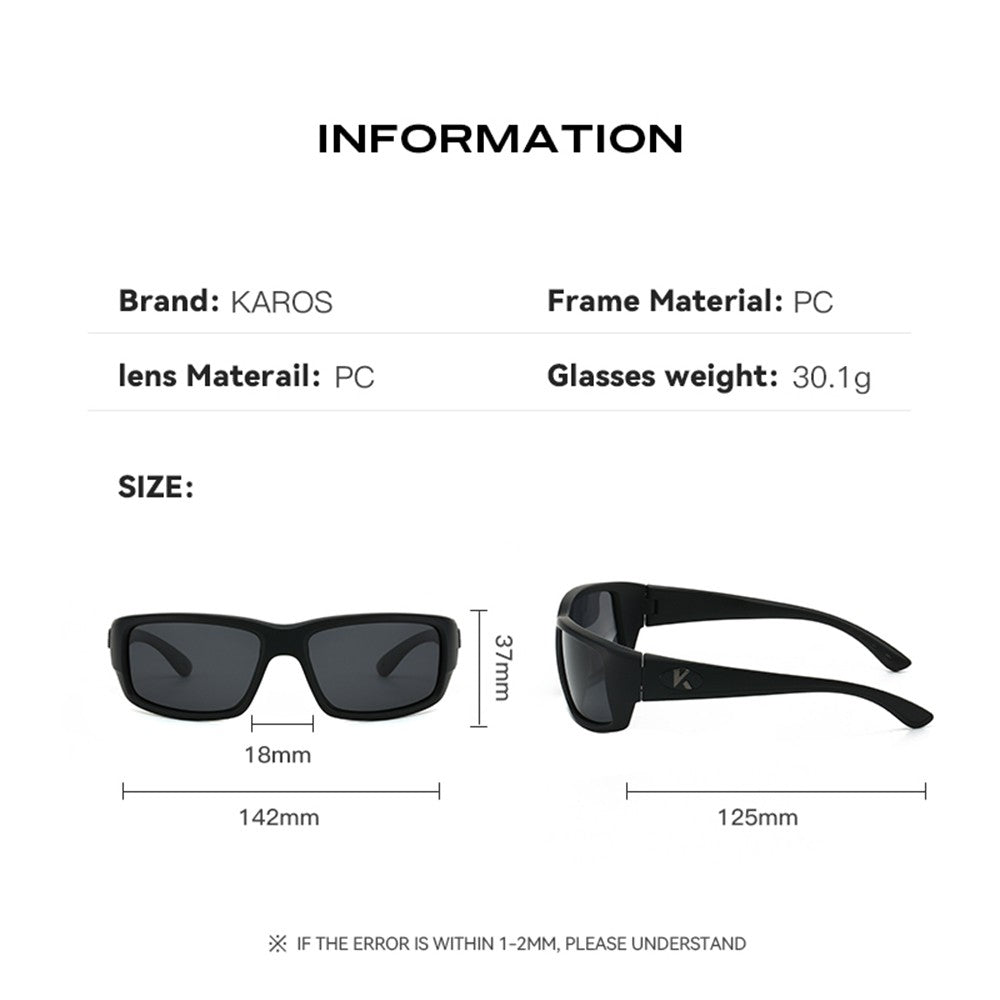 Óculos de Sol Polarizados KAROS Masculinos Leves para Esportes ao Ar Livre Dirigir Óculos de Sol Masculinos Lente em PC Armação UV400