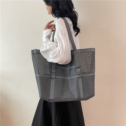 Multipocket Summer Large Beach Bag For Towels Mesh Durable Beach Bag For Toys Waterproof Underwear Pocket Beach Tote Bag