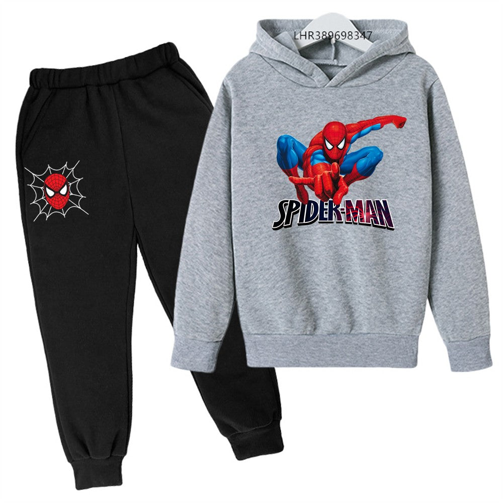 Autumn winter children's hoodie Spider-Man clothing leisure outerwear sweatshirt +pants set  Suitable 3-12 years Boys girls gift