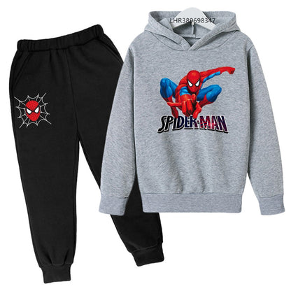 Autumn winter children's hoodie Spider-Man clothing leisure outerwear sweatshirt +pants set  Suitable 3-12 years Boys girls gift