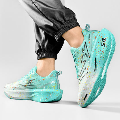 Air Cushion Carbon Plate Running Shoes Jogging Marathon Men Sports Breathable Lightweight Comfortable Nonskid Casual Sneakers