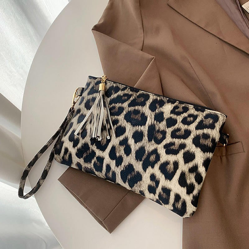 Women Handbag Clutch Leopard Print Cow Print Small Bag Purse Party Large Capacity Envelope Wristlet Bag PU Briefcase