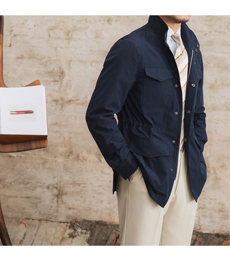 Three Spring and Summer Light Vertical Collar Waist Half Hanging M65 British Jacket Men's Retro Hunting Wear Waterproof Jacket