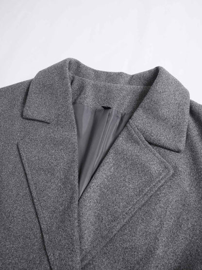 Women's Long Woolen Coat, Casual Loose-Fitting Overcoat with Double Button Front, Fall & Winter Fashion Outerwear for Women