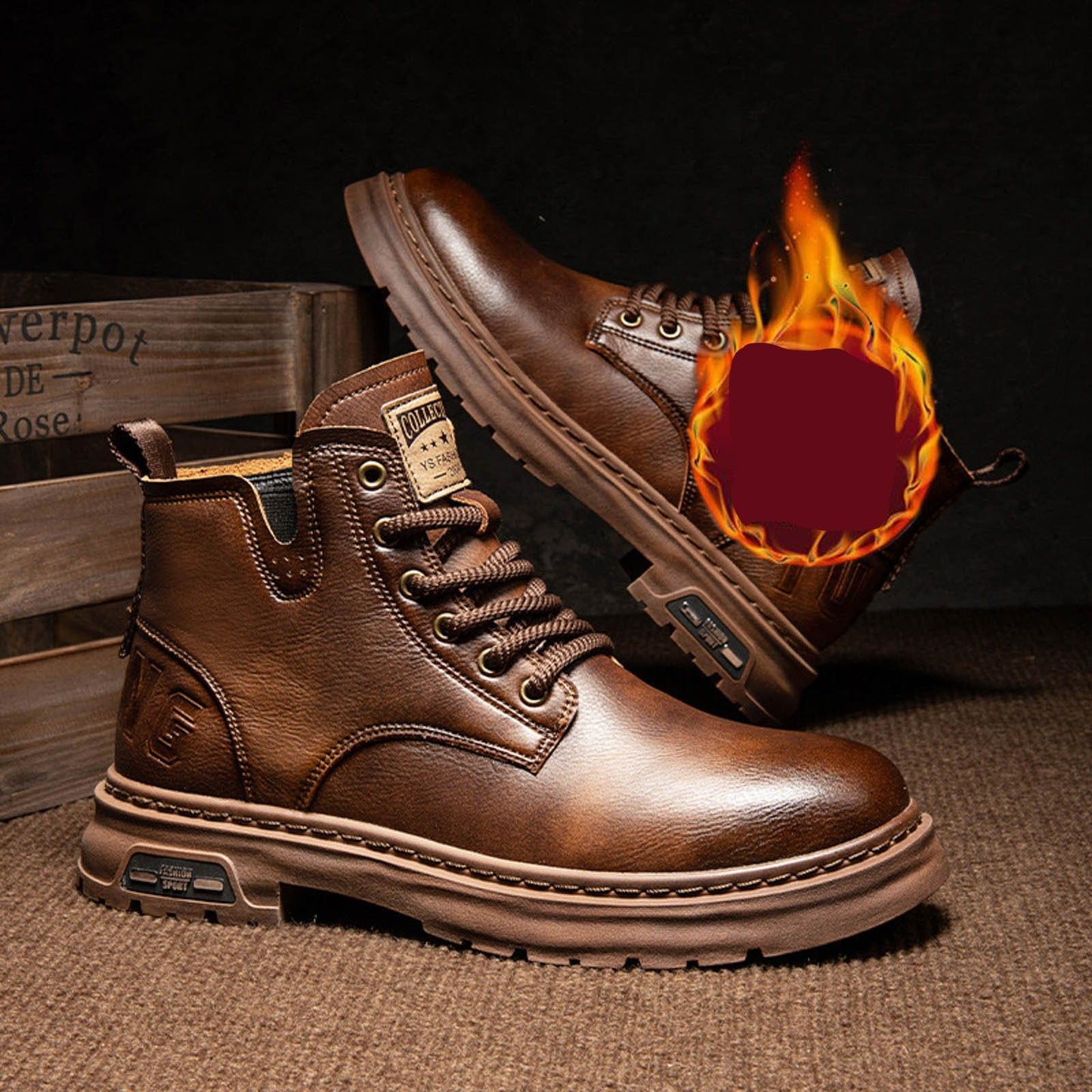 Boot Men'S Velvet Warm And Wear Thick Soled Classic And Fashionable Lace Up Ankle Boots Boots Men Wide Width Zapatos De Hombre