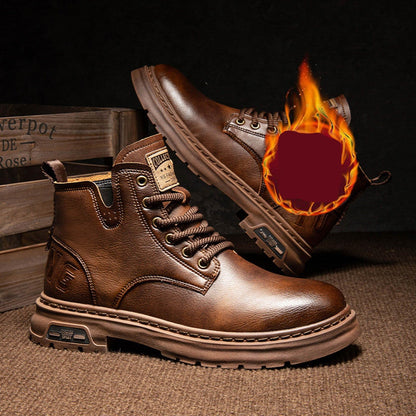 Boot Men'S Velvet Warm And Wear Thick Soled Classic And Fashionable Lace Up Ankle Boots Boots Men Wide Width Zapatos De Hombre