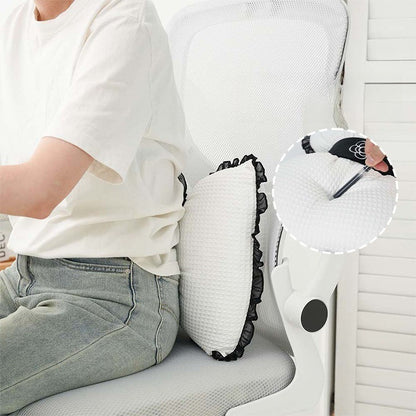 1pc Bowknot Pillow Lace Trim Lumbar Support Breathable Comfortable Waist Support Throw Pillow Girly Living Room Non-woven Fabric