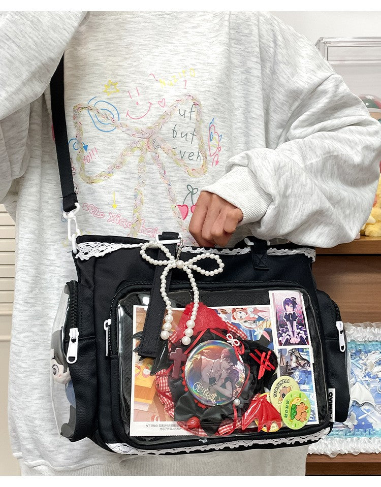 New Japanese Style Transparent Crossbody Bag Cute Candy Color Commuting Shoulder Bag for Girls Simple and Casual Texture Ita Bag